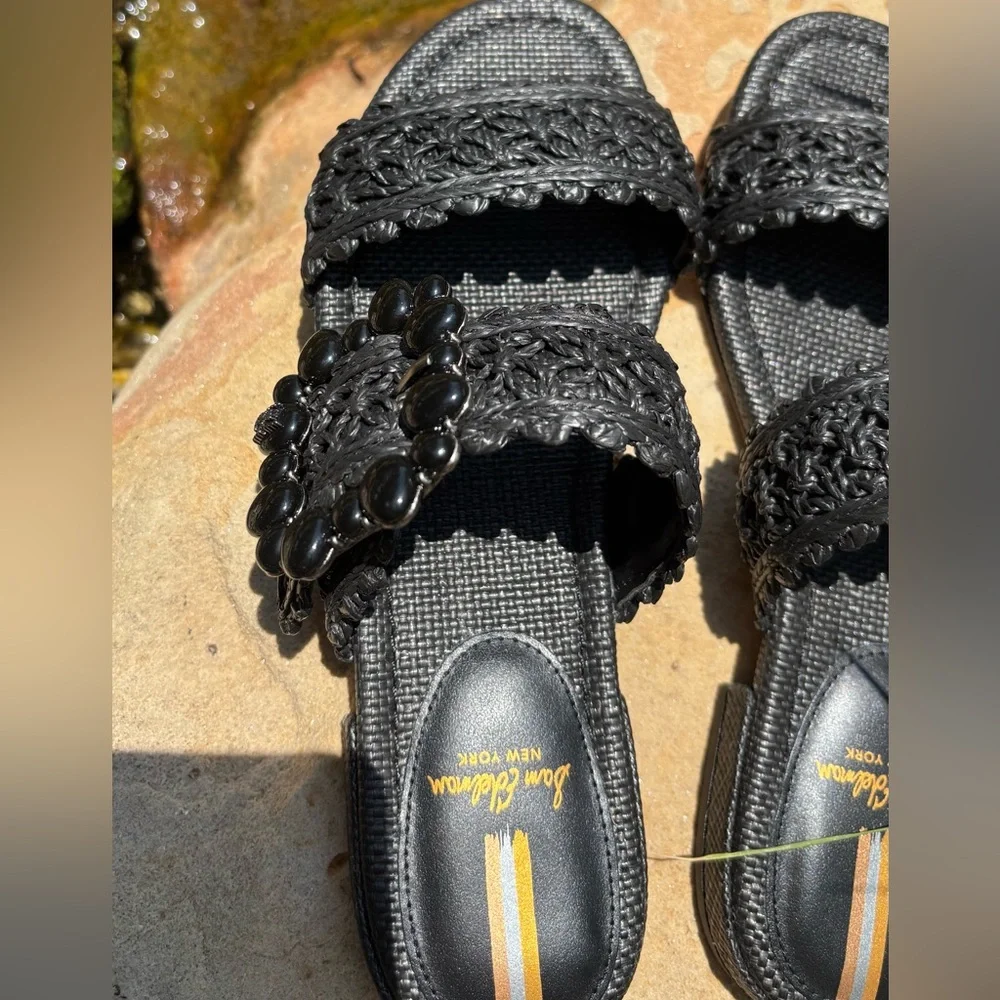 *New* Sam Edelman Elisa Black Braided Slide Sandals Size 8 - Picture 5 of 6